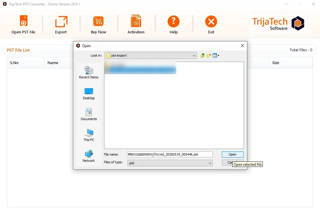 Open the PST File