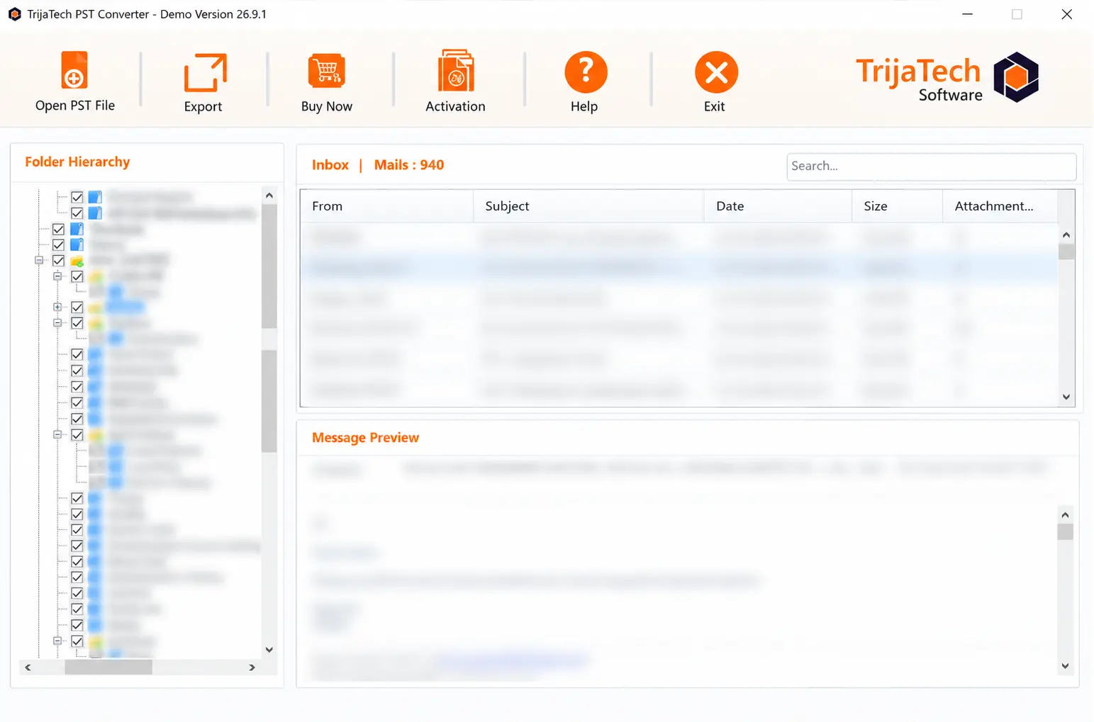 Select the Mailbox and Preview Items