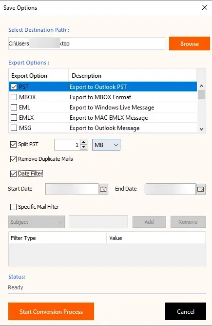 Apply Split, Deduplication and Date Filter Options