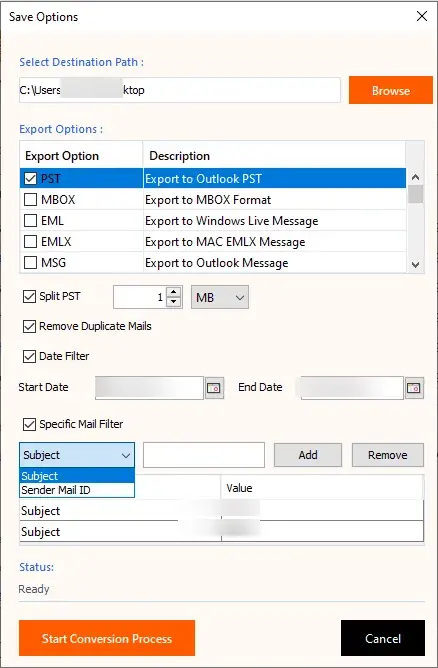 Add a Specific Mail Filter